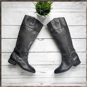 VINCE CAMUTO Pazell Dark Grey Tall Leather Boots 6